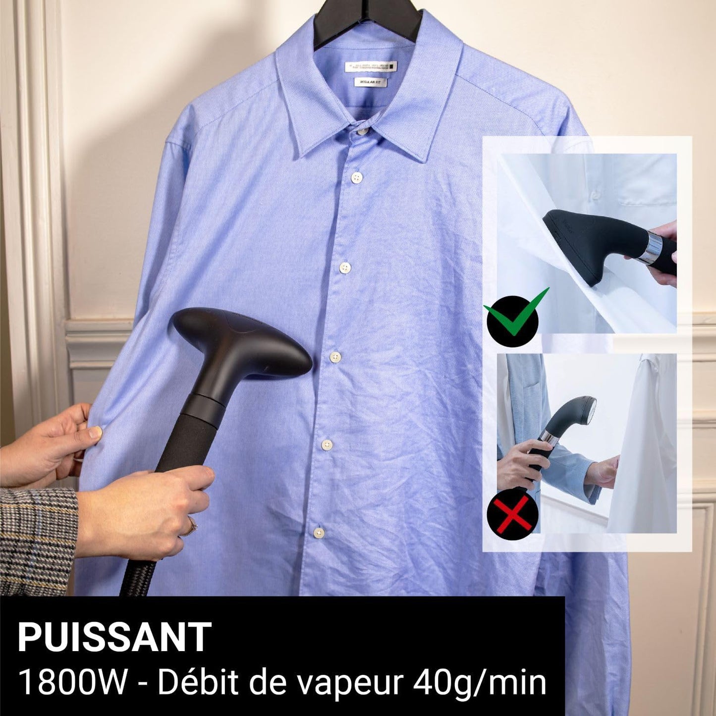 Défroisseur Vapeur Steam Care - 1800W, Vapeur Continue & Réservoir 1,8L