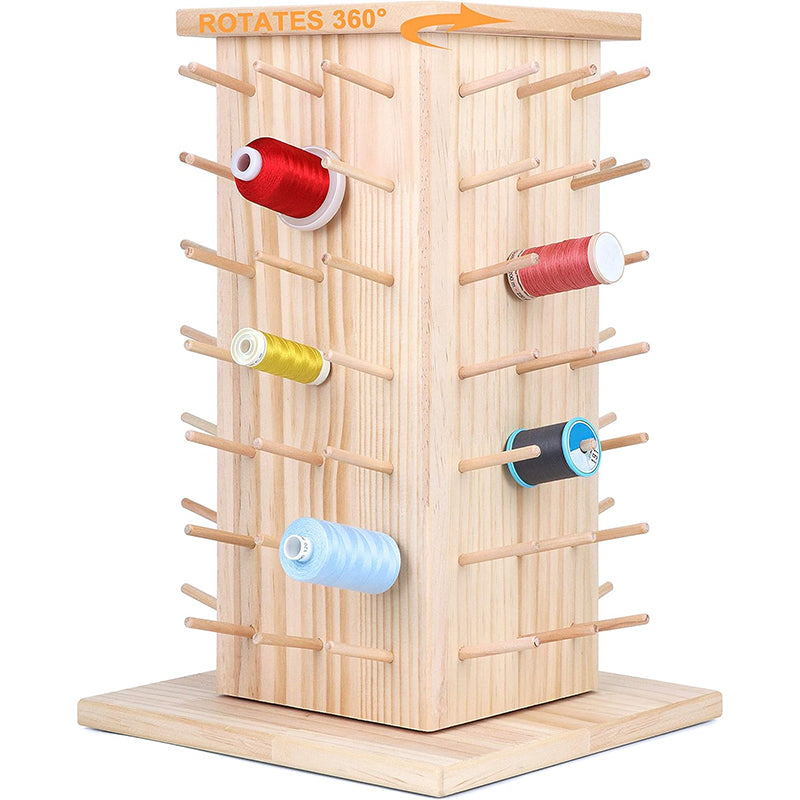 Support de Fil en Bois - Rotation 360° avec Compartiments de Rangement
