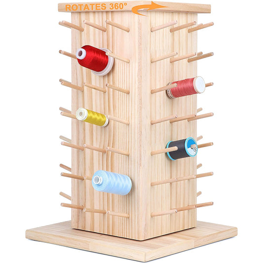 Support de Fil en Bois - Rotation 360° avec Compartiments de Rangement