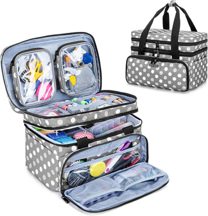 Sac de Rangement Double Couche pour Kit de Couture – Poches & Séparateurs Amovibles