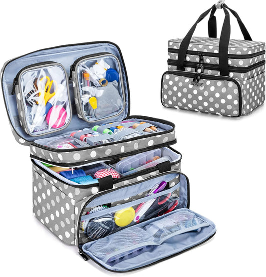 Sac de Rangement Double Couche pour Kit de Couture – Poches & Séparateurs Amovibles