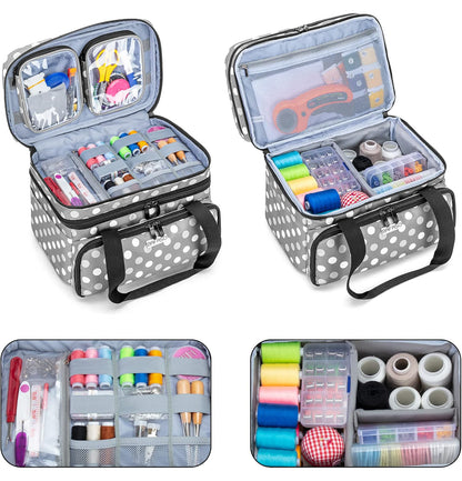 Sac de Rangement Double Couche pour Kit de Couture – Poches & Séparateurs Amovibles