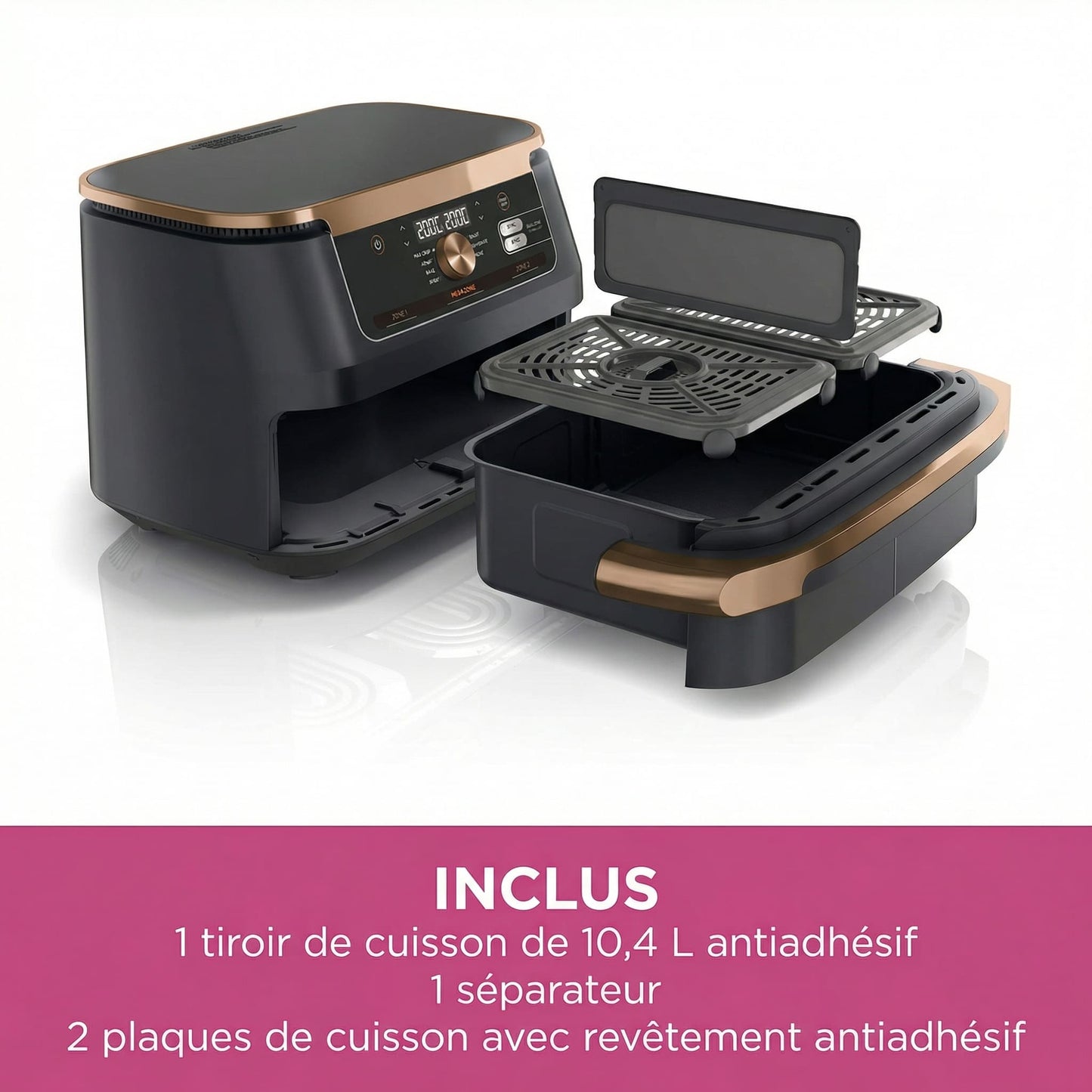 Friteuse Sans Huile Double Zone 10,4L – Air Fryer avec Séparateur Amovible