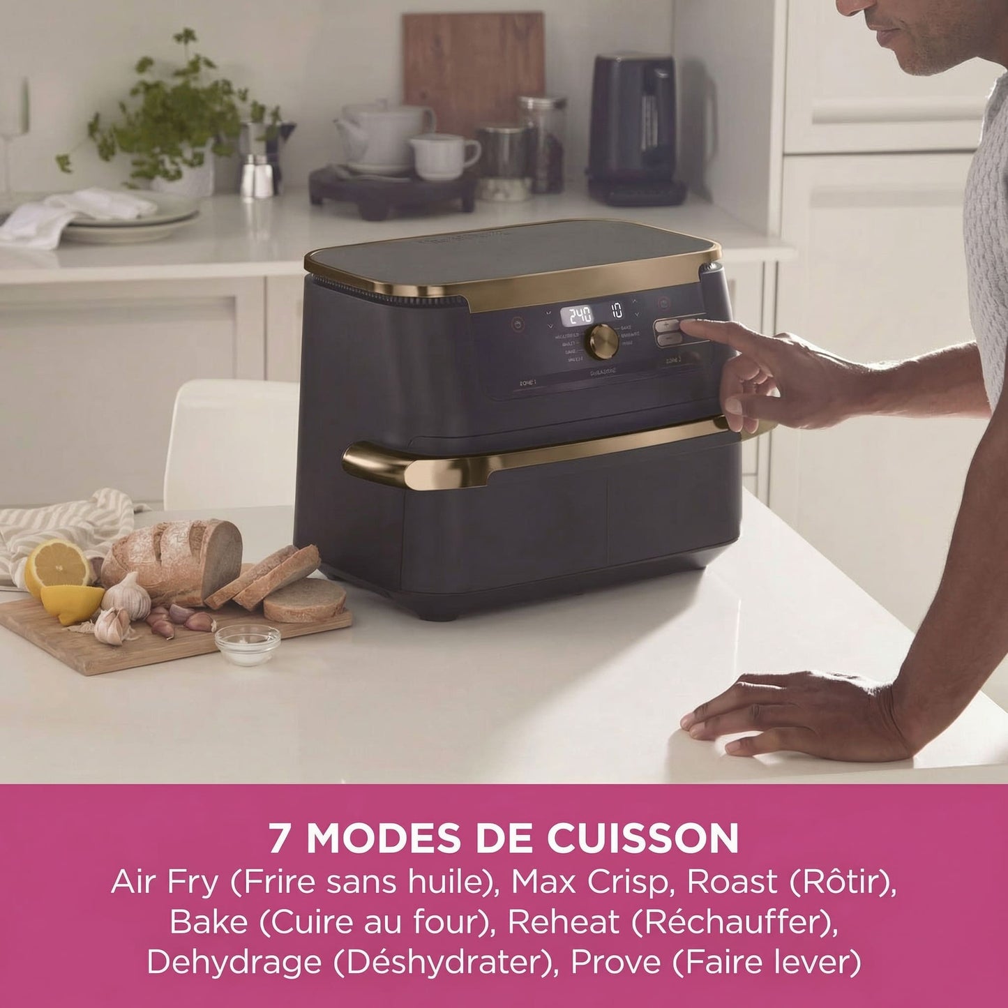 Friteuse Sans Huile Double Zone 10,4L – Air Fryer avec Séparateur Amovible