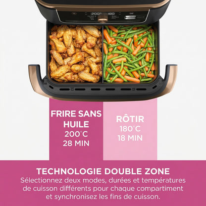 Friteuse Sans Huile Double Zone 10,4L – Air Fryer avec Séparateur Amovible