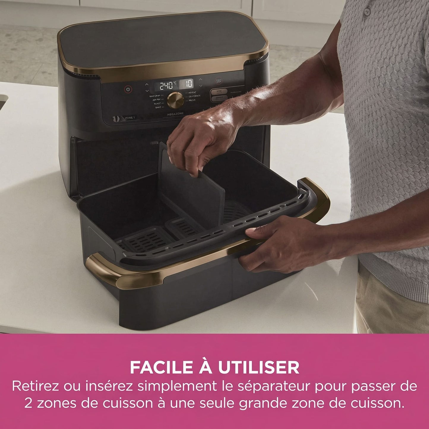 Friteuse Sans Huile Double Zone 10,4L – Air Fryer avec Séparateur Amovible
