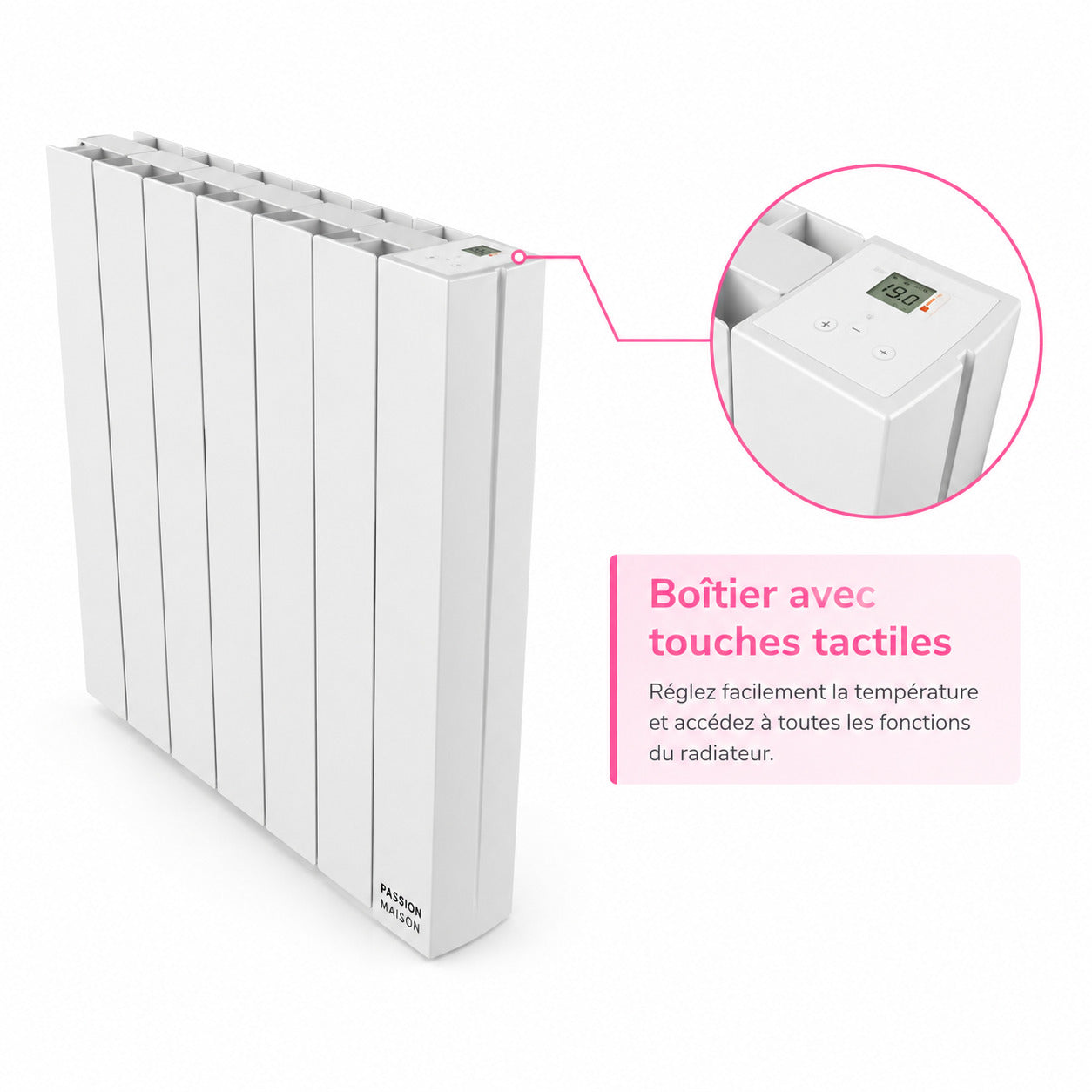 Radiateur Électrique Passion Maison Flow 1000 W – Inertie Fluide – Horizontal Blanc